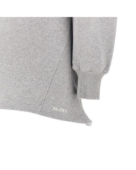 The Attico Gray Mèlange Cotton Mini Dress