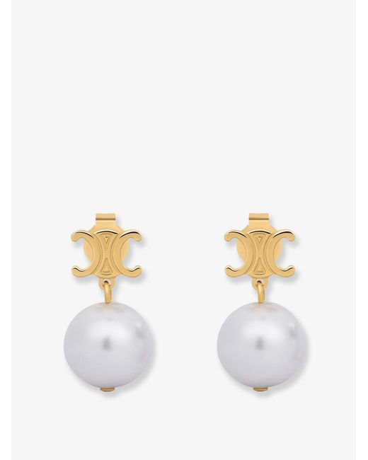 Céline White Les Perles Metal Earrings