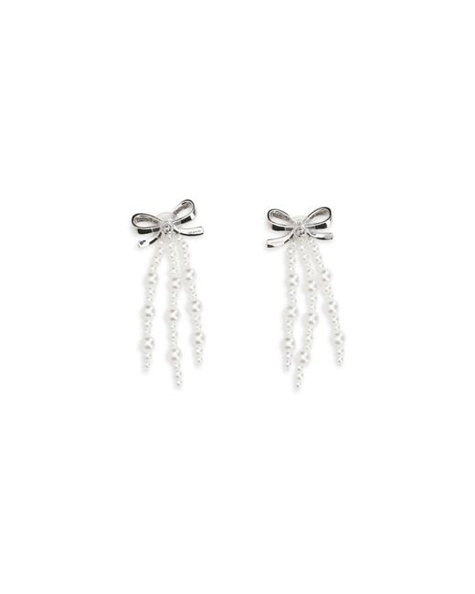 Self-Portrait White Cascade Bow Earrings With Pearls