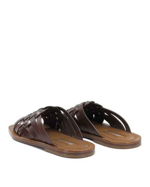 Miu Miu Brown Leather Slides