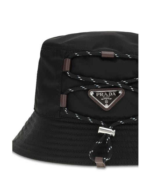 Prada Black Nylon Bucket Hat for men