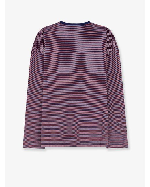Miu Miu Purple Cotton T-Shirt With Striped Pattern