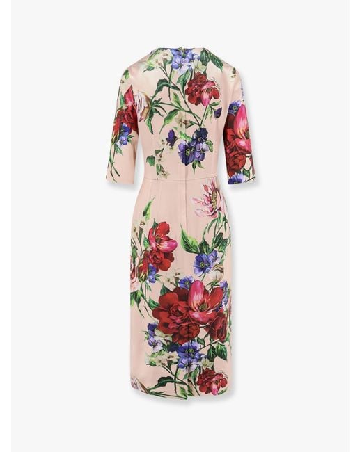 Dolce & Gabbana White Satin Dress With Iconic Floral Print