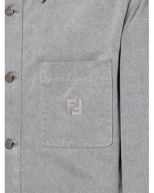 Fendi Gray Jacket Denim Stone Bleached for men