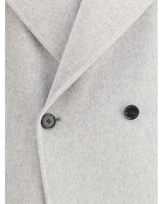 Aftercoat White Double-Breasted Long Coat