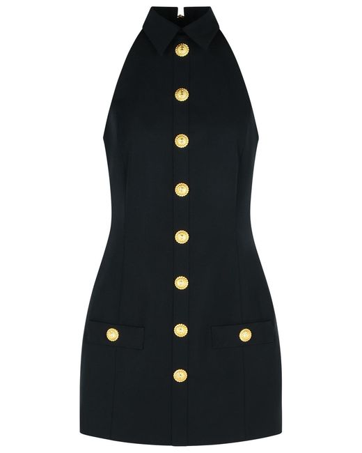 Balmain Blue Virgin Wool Short Dress