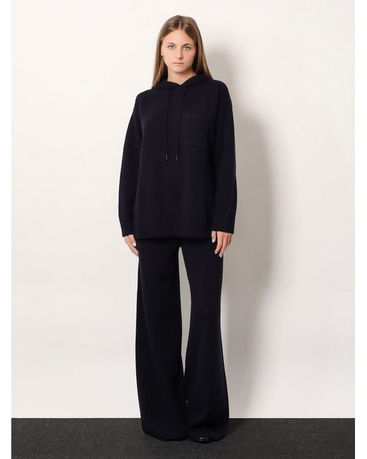 Max Mara Blue Liana Cashmere And Wool Hooded Sweater