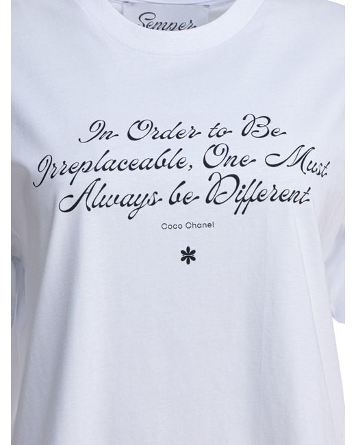 Semler Blue T-Shirt With Coco Chanel Citation T-Shirts