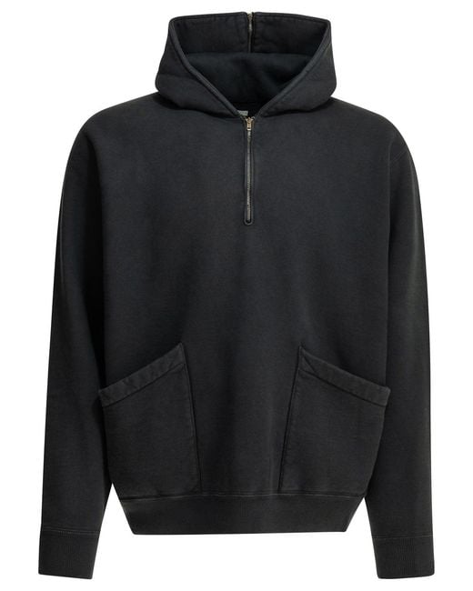 A.PRESSE Black Half Zipper Sweatshirt for men