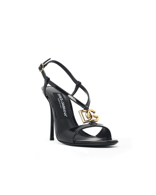 Dolce & Gabbana White Dolce & Gabbana 'Dg Logo' Patent Leather Sandals