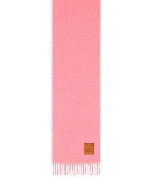 Ganni Pink Virgin Wool Scarf
