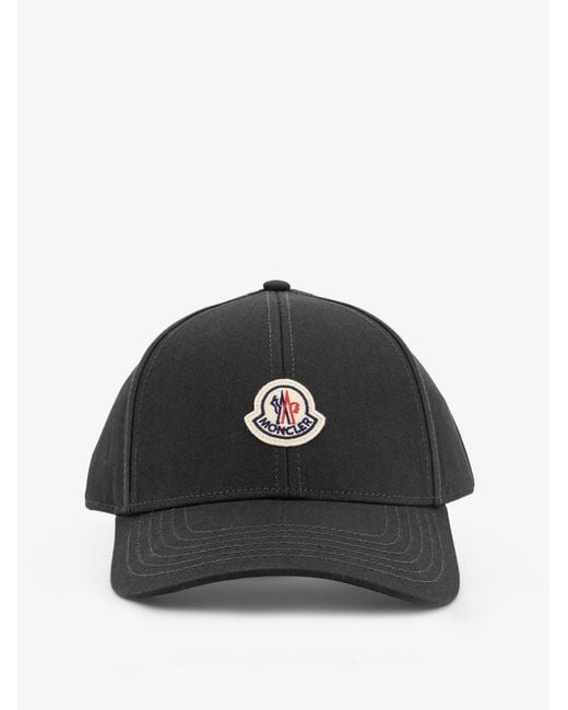 Moncler Black Cotton Baseball Hat for men