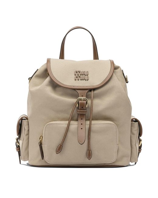 Miu Miu Natural Hemp And Leather Backpack