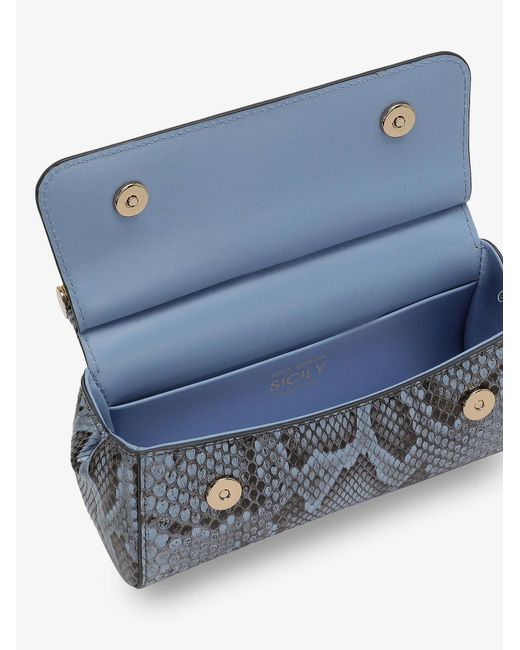 Dolce & Gabbana Blue Handbag Sicily Python