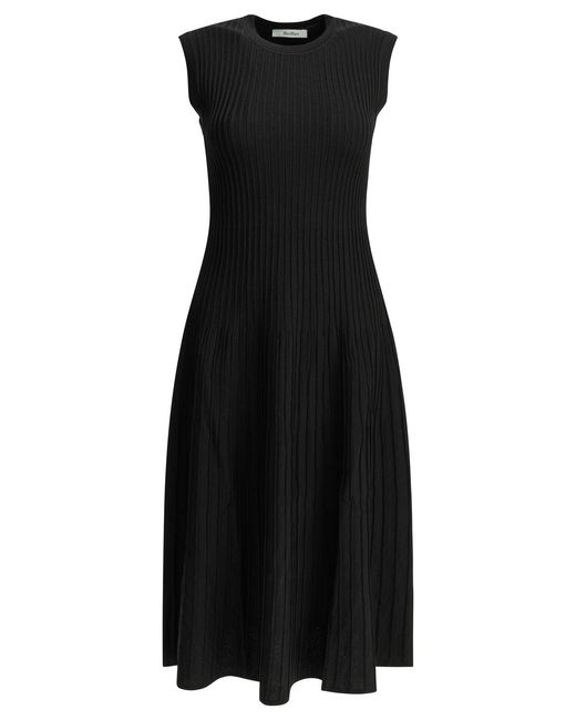 Max Mara Pure Black Flared Midi Dress