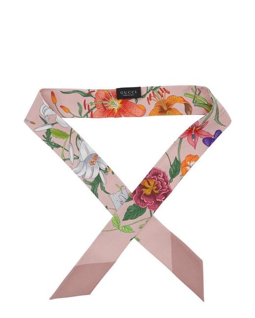 Gucci Pink Twill Silk Scarf