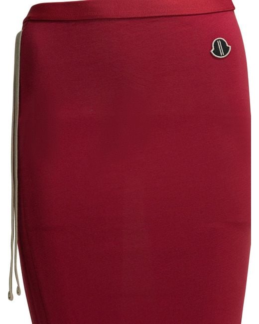 Rick Owens Red Long Skirt Adjustable X Moncler