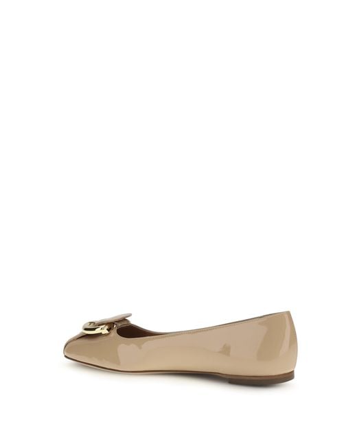 Ferragamo White Gancini Ballerinas