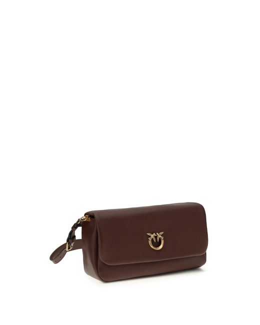 Pinko Brown Shoulder Bag Baguette Soft Burgundy Calf Leather