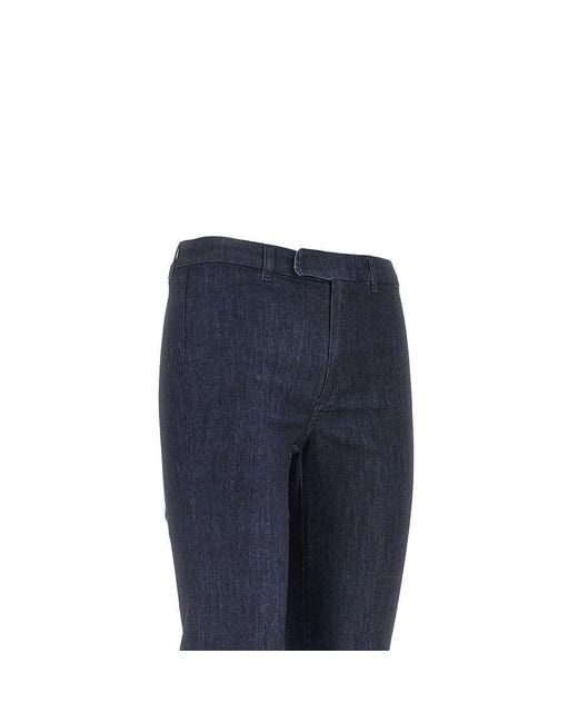 Max Mara Blue Stretch Denim Cropped Pants
