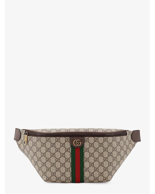 Men's Grey Ophidia Gg Coated Canvas Belt Bag