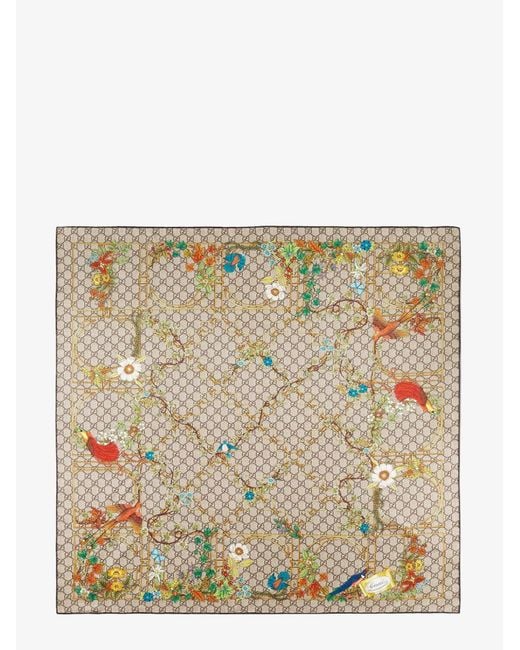 Gucci Natural Cage Gg Silk Foulard