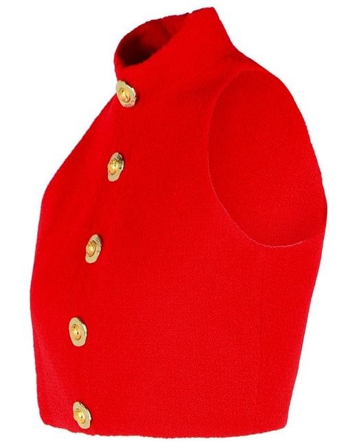 Balmain Red Virgin Wool Top