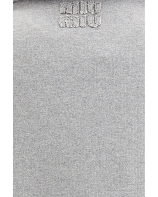 Miu Miu Gray Sweatshirt With Oblique Zip Closure