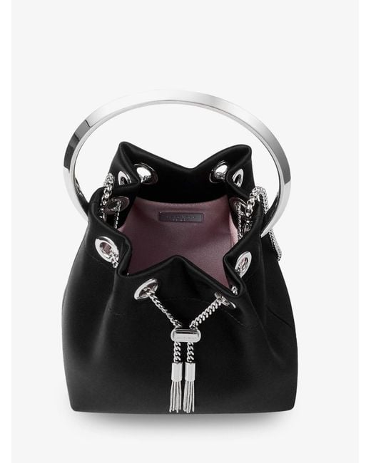 Jimmy Choo Black Bon Bon Satin Bucket Bag