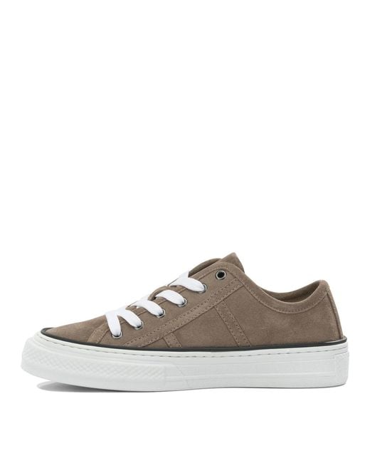 Brunello Cucinelli Brown "Shiny Tab" Low Sneakers