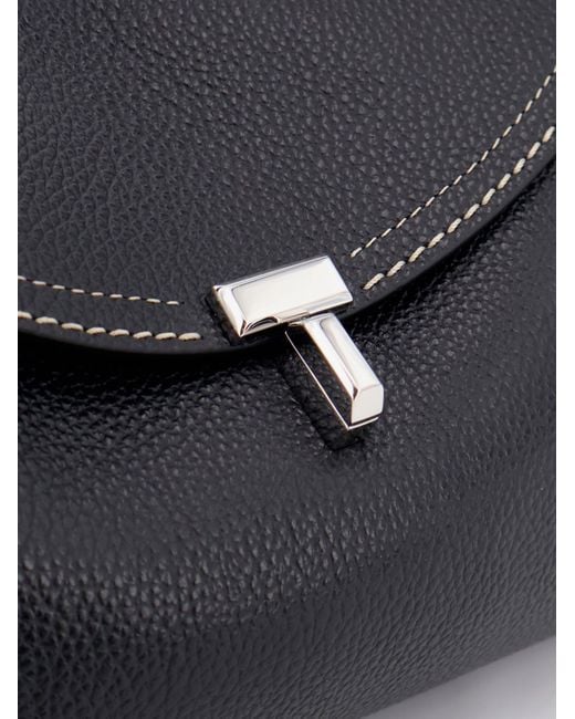 Totême  Black T-Lock Hammered Leather Shoulder Bag