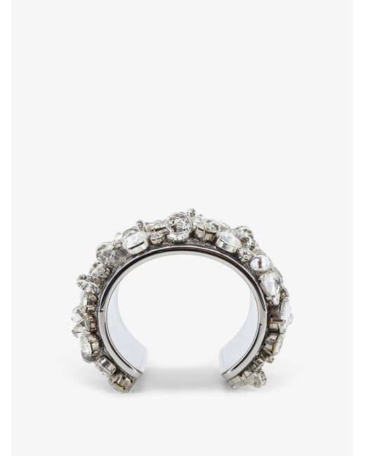 Dries Van Noten White Brass Bracelet With Crystals