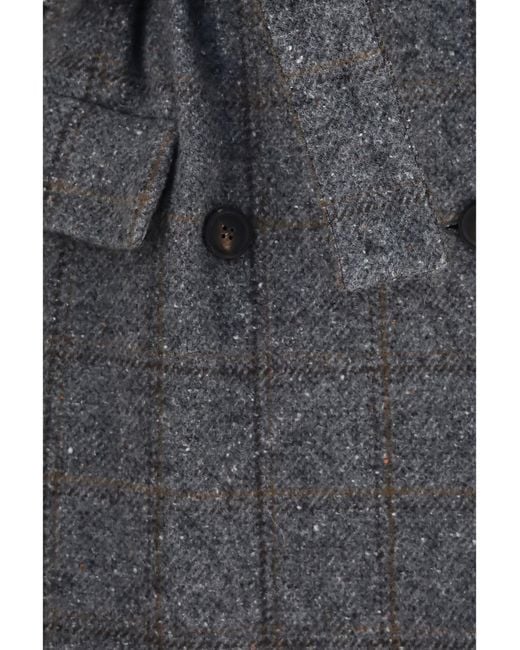 Brunello Cucinelli Gray Long Alpaca-Blend Coat With Belt