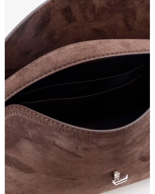 Totême  Brown T-Lock Suede Handbag