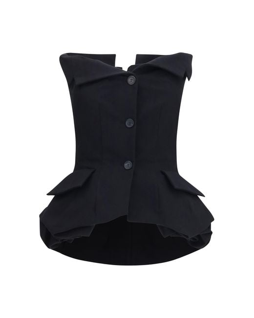 Magda Butrym Black Cotton Bustier Corset Top