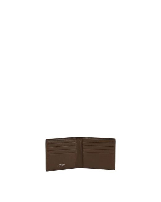 Tom Ford Brown Crocodile Print Leather Wallet for men