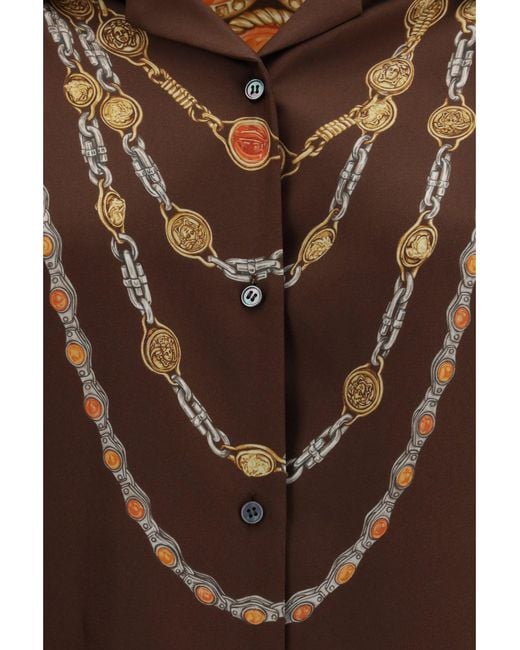 Versace Brown Chain Print Buttoned Shirt