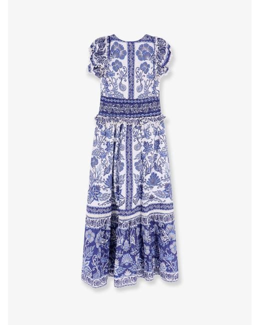 Farm Rio Blue Shell Garden Cotton Long Dress