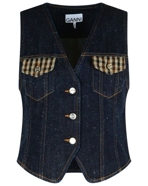 Ganni Blue Cotton Vest