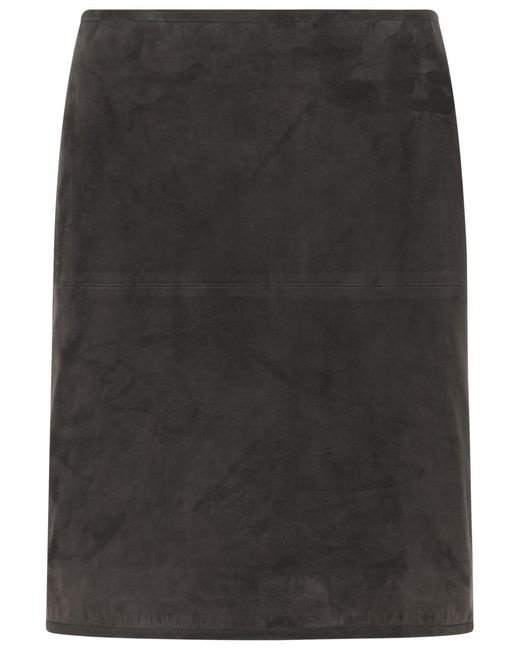 Loulou de Saison Black Engel Dark Suede Skirt