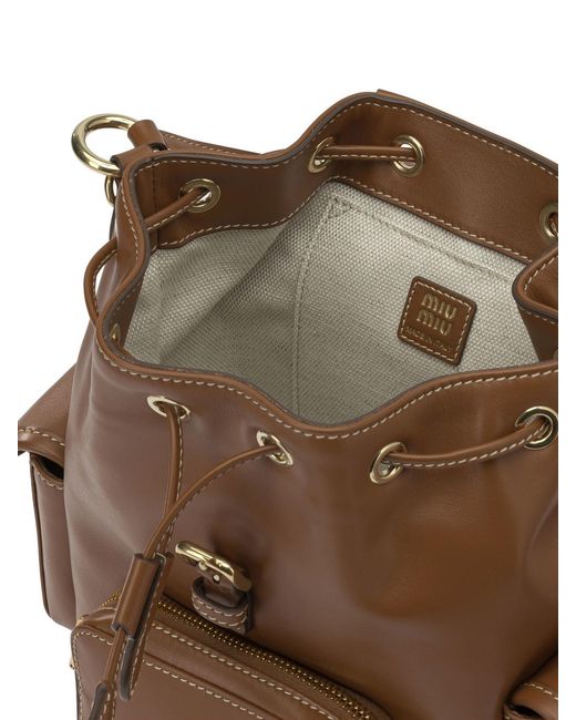Miu Miu Brown Leather Backpack