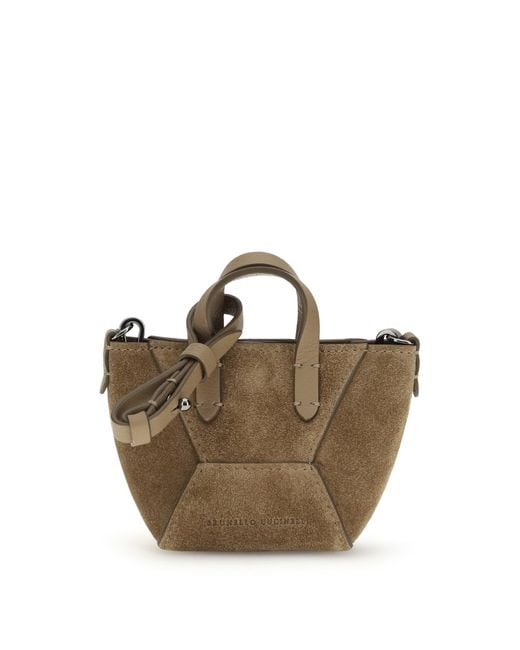 Brunello Cucinelli Brown Micro Suede Shoulder Bag
