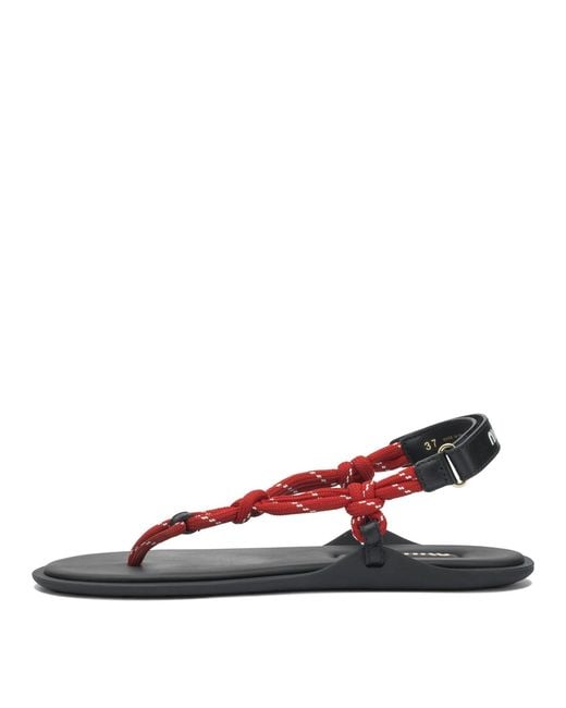 Miu Miu Red "Rivière" Rope Sandals