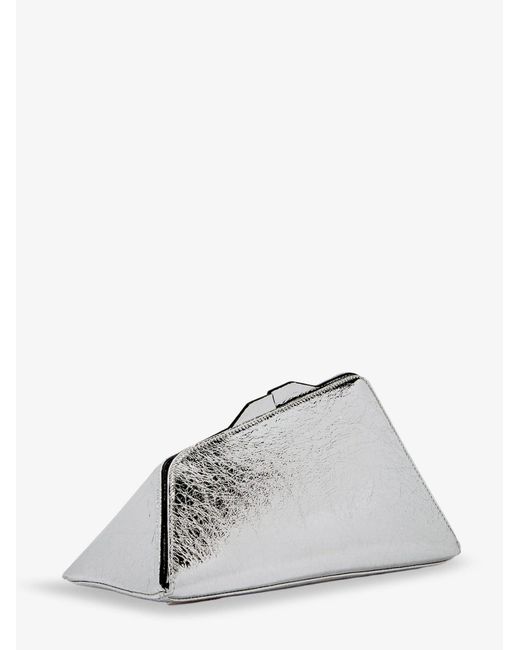The Attico White 8.30 Pm Laminated Leather Clutch Bag With Logo Engraved On The Bottom