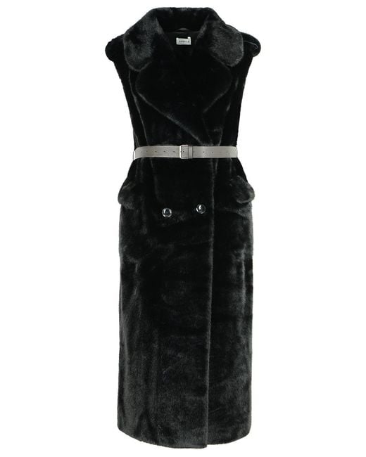 P.A.R.O.S.H. Black Faux Fur Coat
