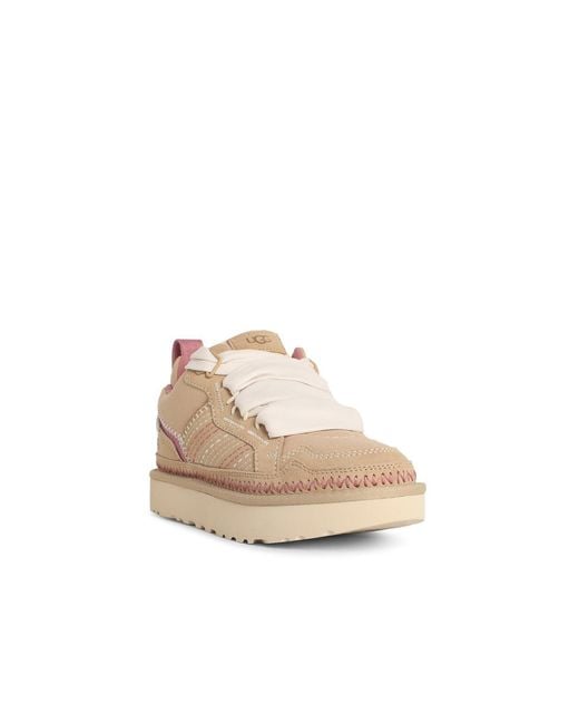 Ugg Natural 'Lowmel Meadow' Sand Suede Blend Sneakers
