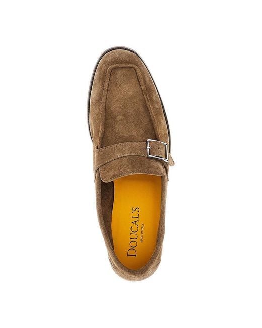 Doucal's Brown Suede Leather Buckled Strap Loafers 42 for men