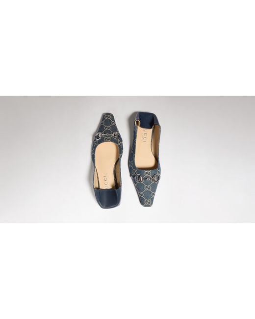 Gucci Blue Vittoria Ballet Flats