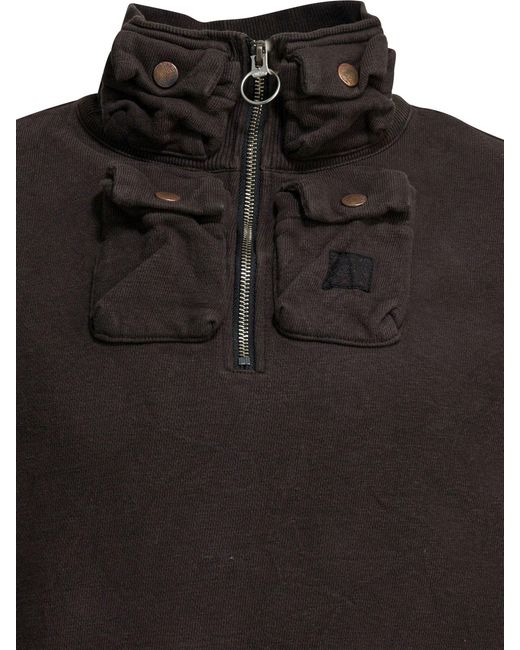 Kapital Black Nickle 4 Half-Zip Sweatshirt Charcoal for men