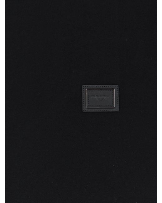 Dolce & Gabbana Black Cotton T-Shirt With Iconic Detail for men